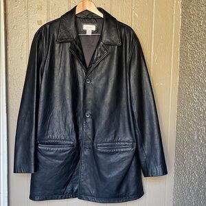 Merona men’s Black Leather Coat size L